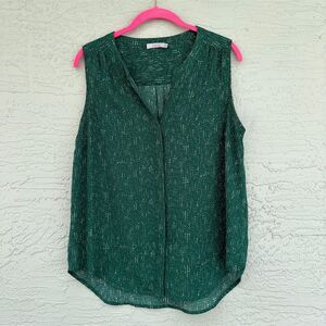Dalia Women's Sleeveless Blouse M Green Round Neck Casual Summer Top
